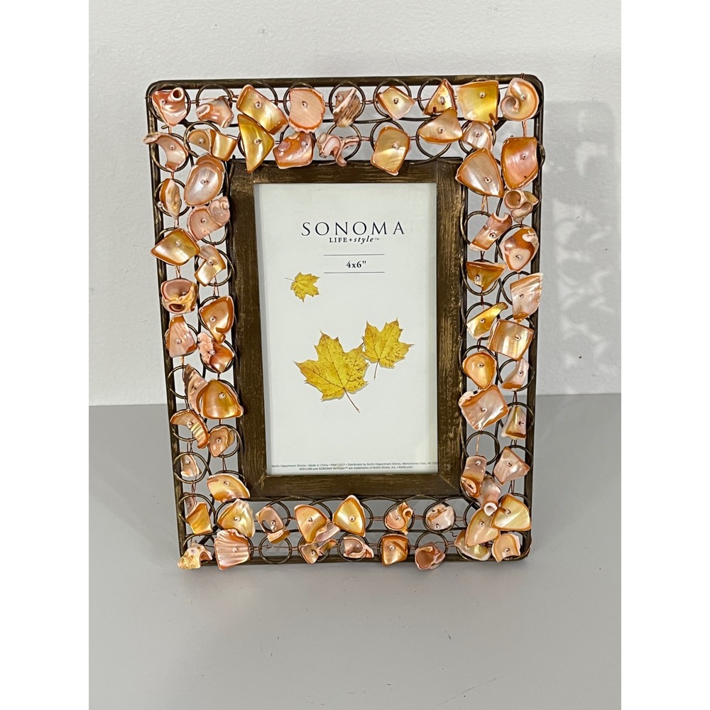 Sonoma Life + Style Picture Frame  4x6 Bronze‎ Shell Coastal Boho Decor